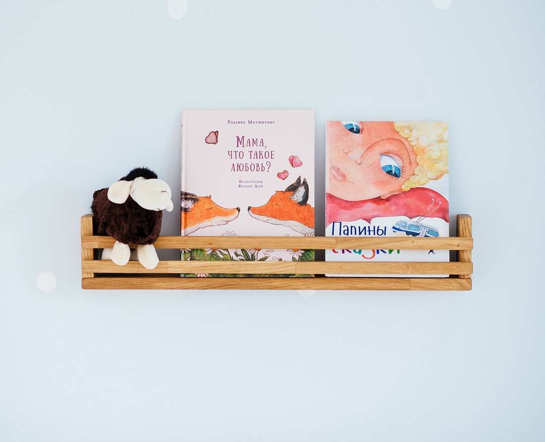 Wall mounted bookshelf for children's room, Montessori, natural wood - 儿童家具 - 木头 