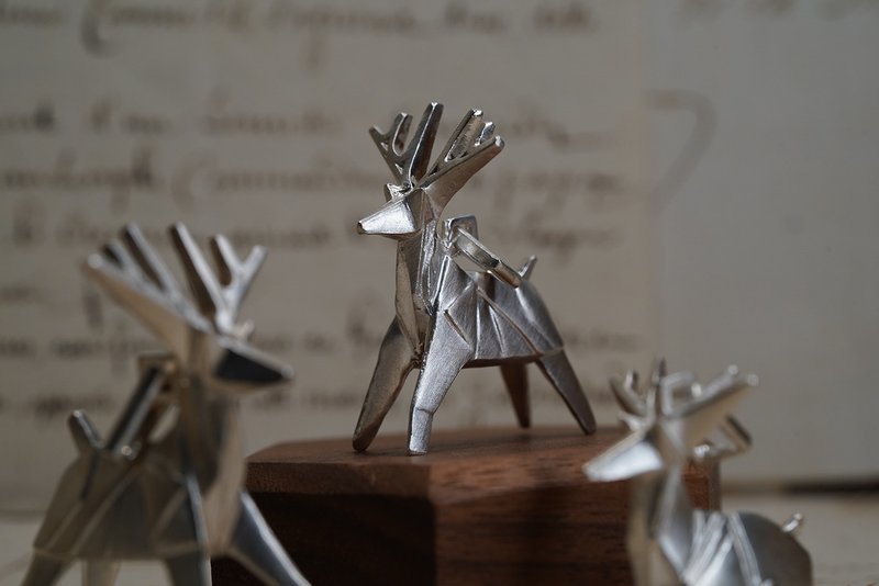 925银折纸小鹿吊坠 (P306) (小) (不含项链) - 项链 - 纯银 