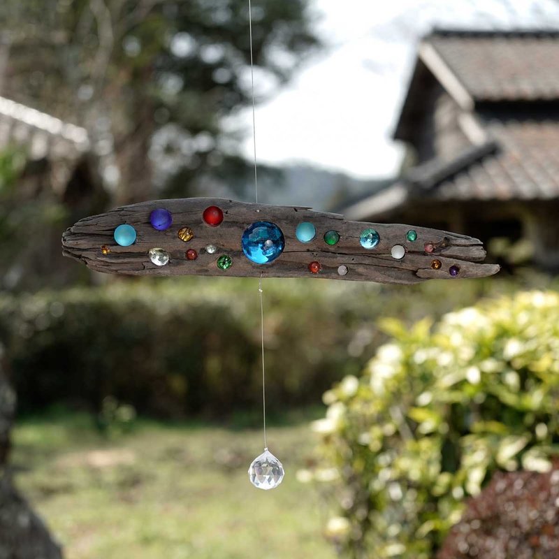 用浮木太阳捕手和吊饰、窗饰、玻璃球、水晶棱镜、海滩风格 57 将阳光带入您的房间 - 墙贴/壁贴 - 玻璃 咖啡色