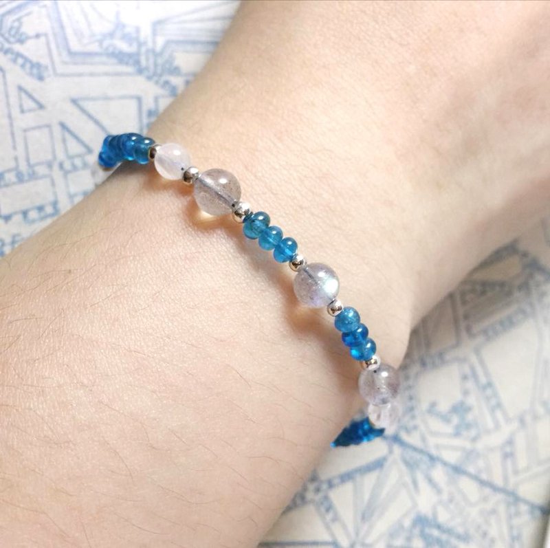 MH纯银天然石订制系列_夏日午后_磷灰石 - 手链/手环 - 半宝石 蓝色