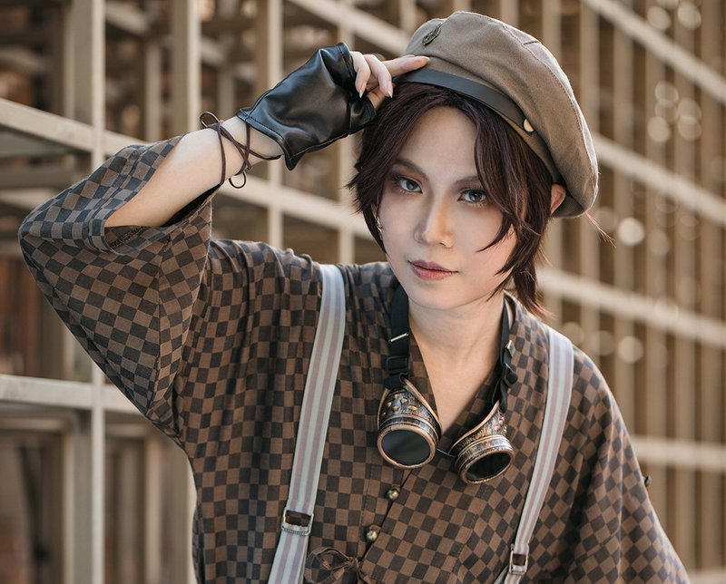 蒸汽朋克  卡其色 徽章装饰 男女中性款 学院制服 春秋贝雷帽 - 帽子 - 聚酯纤维 卡其色