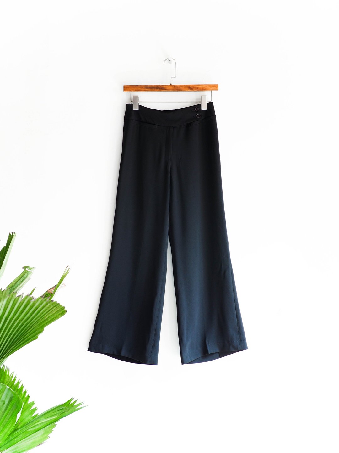 河水山 - 静月黑素面少女日志 古董丝质宽版长裤  pants vintage - 女装长裤 - 丝．绢 黑色