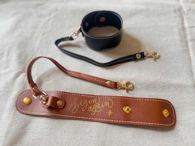 便携收纳挂绳 - 化妆包/杂物包 - 人造皮革 咖啡色