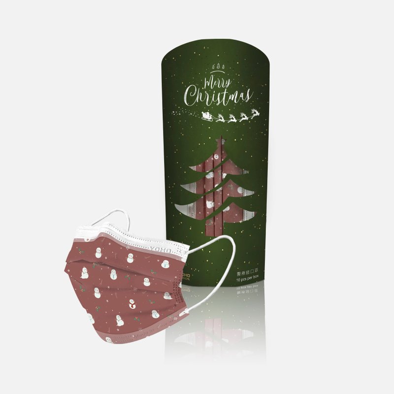 佑合成人医疗口罩 暮光圣诞 (雪人款) 10入 - 口罩 - 其他材质 红色