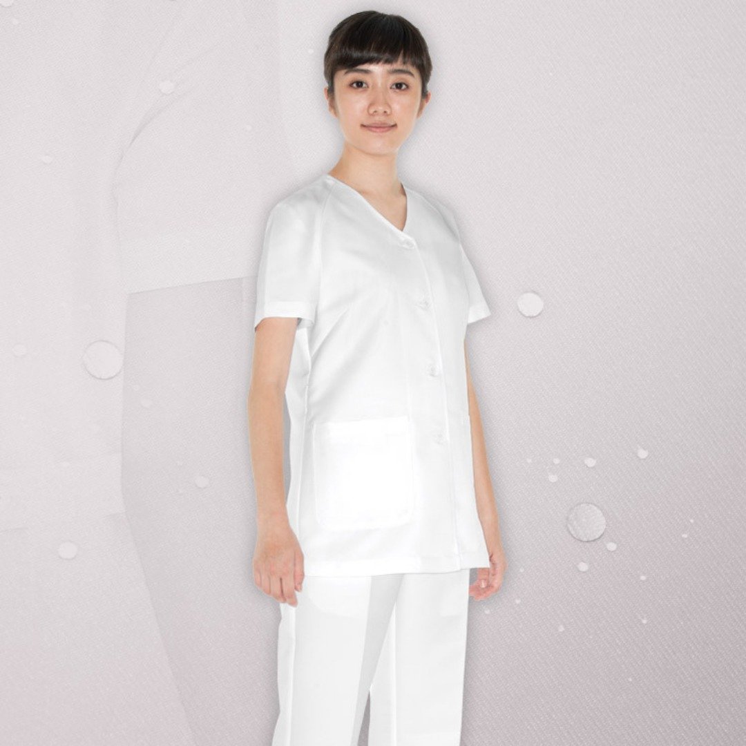 低至半价多色牛角袖松身护士护理员短袖上衣医美诊所制服CW2332 - 女装上衣 - 聚酯纤维 多色