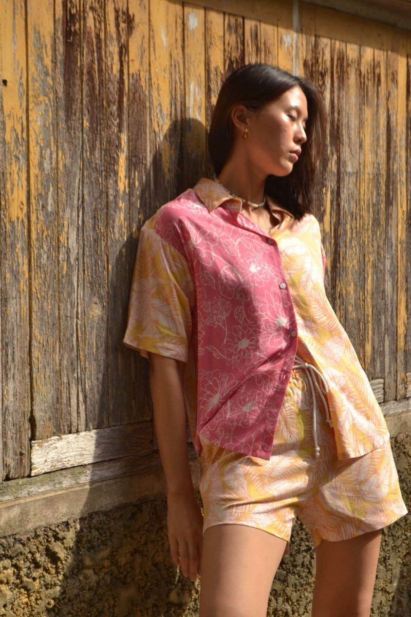 Bayday l CALA SHORTS l Yellow Floral - 女装短裤 - 亚麻 