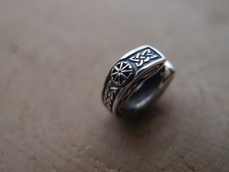 银凯尔特维京男士环形耳环 0.6 寸男女通用环形单只 - 耳环/耳夹 - 纯银 银色