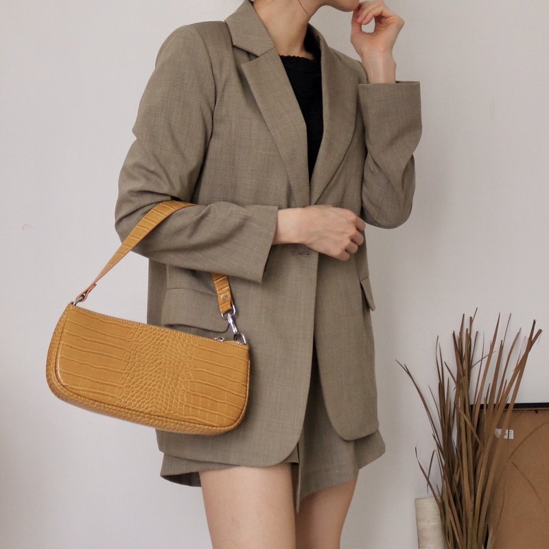 soho suit set 卡其绿薄型羊毛西装布料套装 已断货 - 女装长裤 - 羊毛 