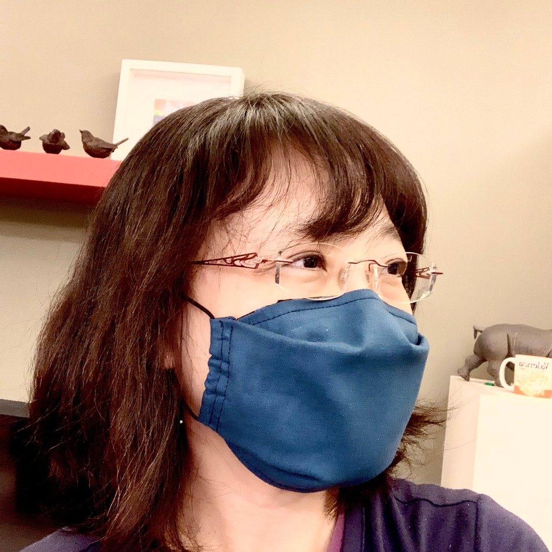深邃蓝。纯棉布 船形口罩。鼻梁压条。可放置滤材。 - 口罩 - 棉．麻 