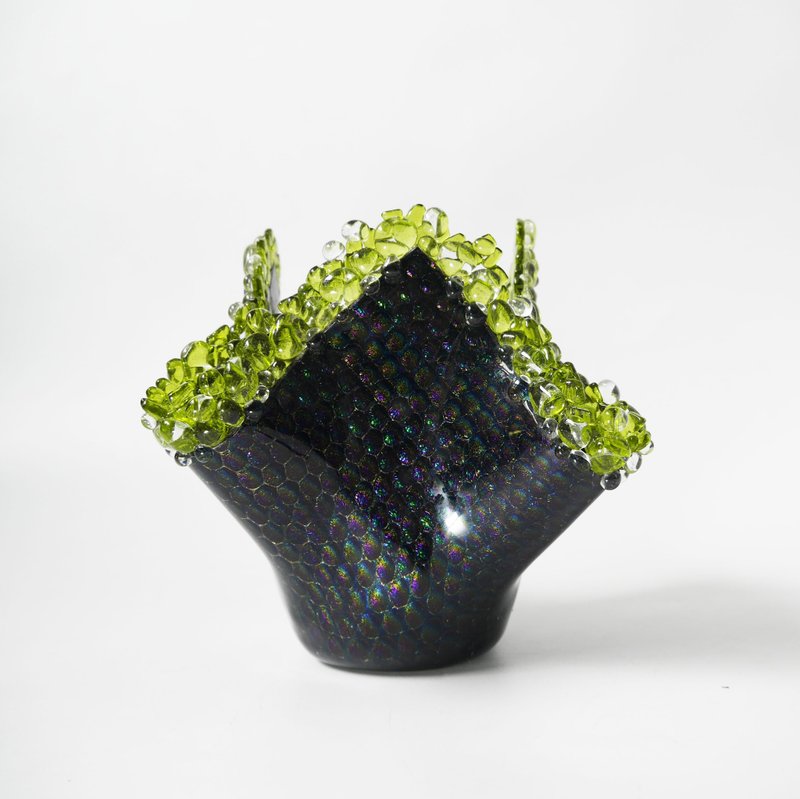 V1 低调奢华琉璃花瓶, 采用特殊五彩黑金玻璃窑烧而成 - 花瓶/陶器 - 玻璃 多色