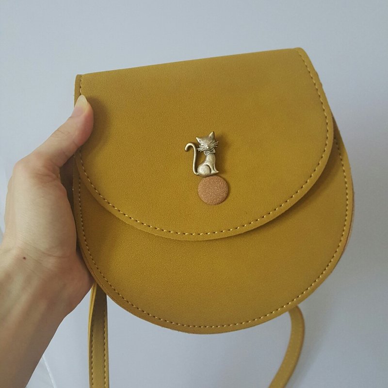 可刻字 斜挎包 iphone 手机袋 斜背包 单肩包 生日 客制礼物 猫咪 - 侧背包/斜挎包 - 其他材质 黄色