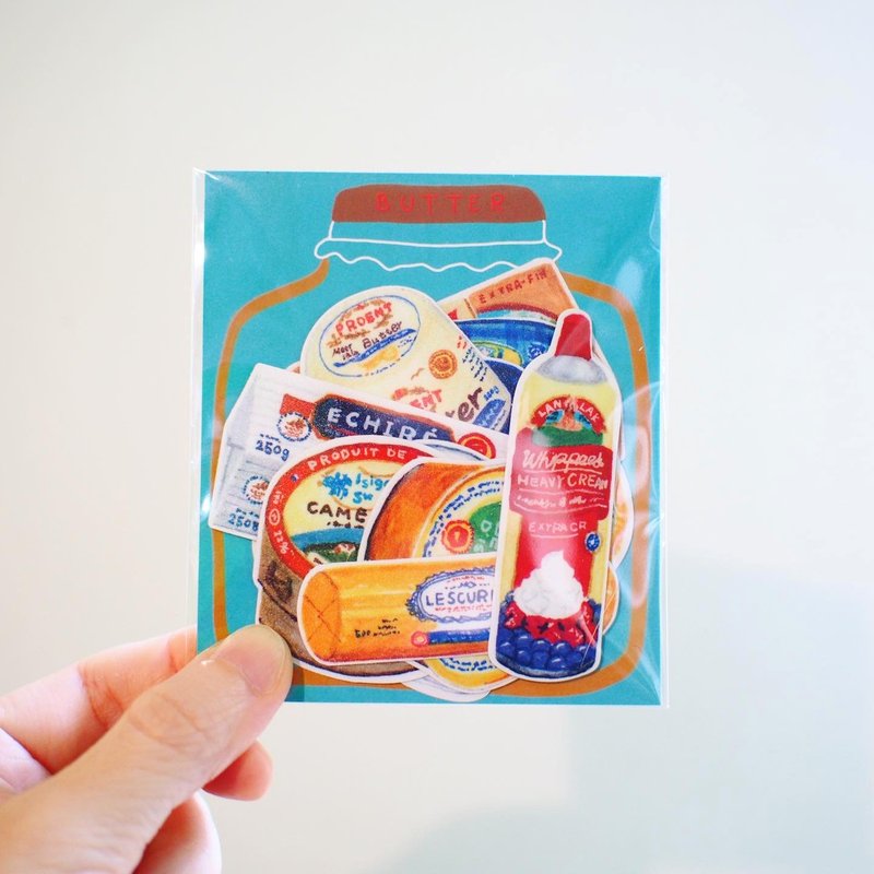 E*group  E rei 奶油包装插画 12入 PVC防水贴纸 造型贴纸 贴纸包 - 贴纸 - 塑料 蓝色
