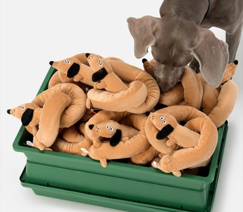 【一条狗】小型犬耐咬/磨牙/洁齿发声毛绒玩偶 - 玩具 - 棉．麻 卡其色