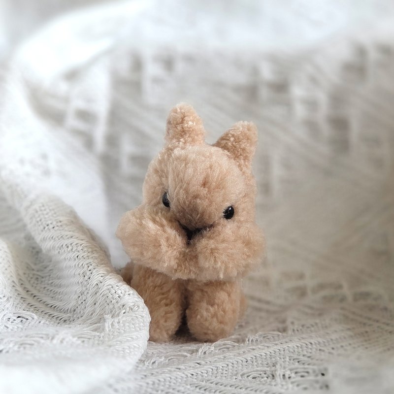 侏儒小兔 毛根手作  拟真蓬松小兔摆饰 - 其他 - 其他材质 卡其色