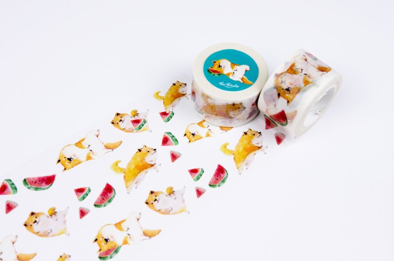 果动柴犬西瓜 纸胶带 2.5cm【交换礼物】 - 纸胶带 - 纸 橘色