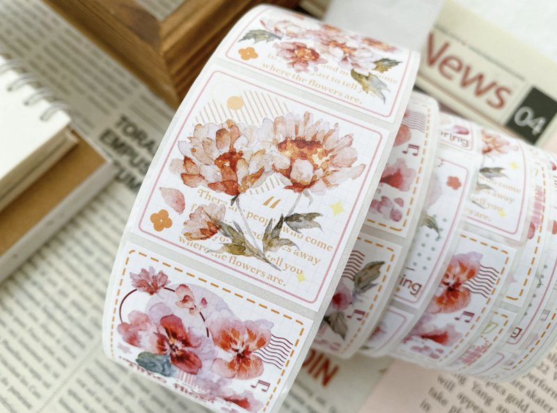 日煥霞 花草集 封口貼紙 (畫師: 雀斑茶) - 贴纸 - 其他材质 红色