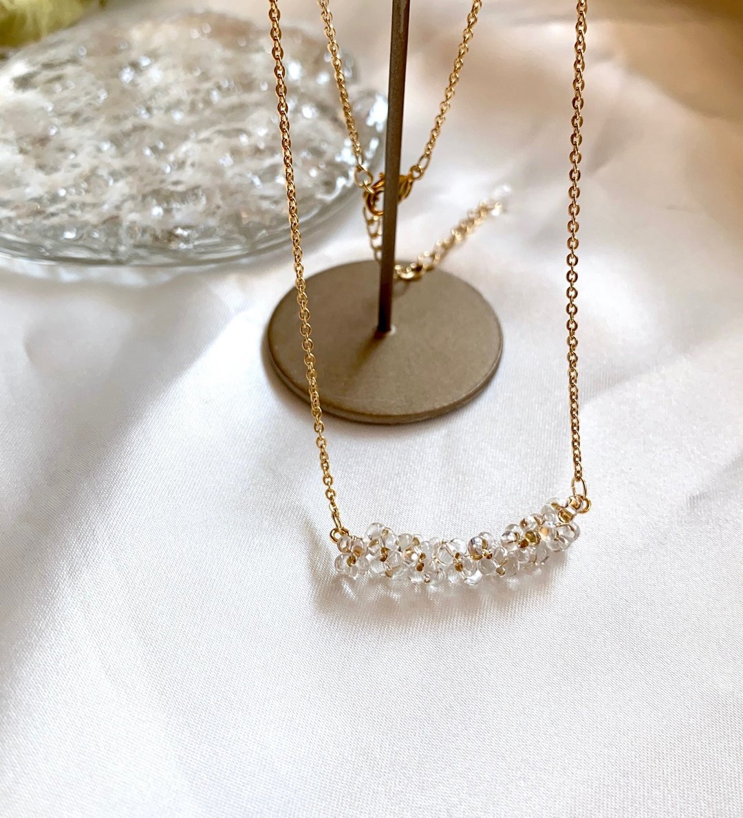 14kgf glass beads necklace - 项链 - 玻璃 金色