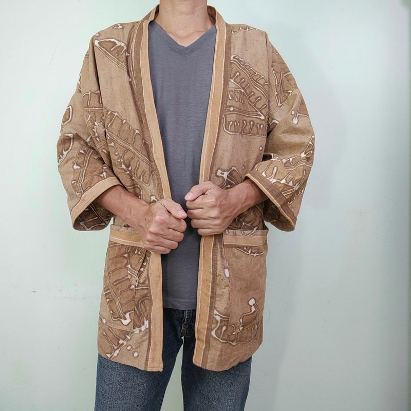 香蕉树汁天然染纯棉浴衣外套 (A06) - 其他 - 棉．麻 咖啡色