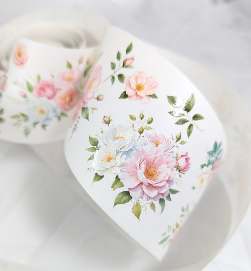 花开荼靡-和纸PET胶带(特殊油墨/离型纸/白墨) 故事拼贴 手帐 - 纸胶带 - 纸 粉红色