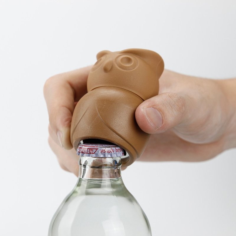 QUALY猫头鹰-开罐器 - 开瓶器/开罐器 - 塑料 咖啡色