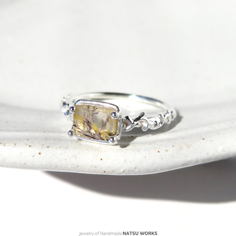树枝状玛瑙戒指 / Dendritic Quartz Ring 253 - 戒指 - 宝石 黄色