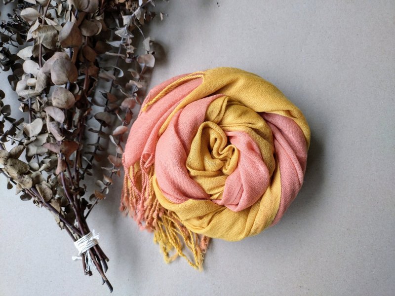 知染生活-天然植物染羊毛围巾/暖阳 - 丝巾 - 羊毛 