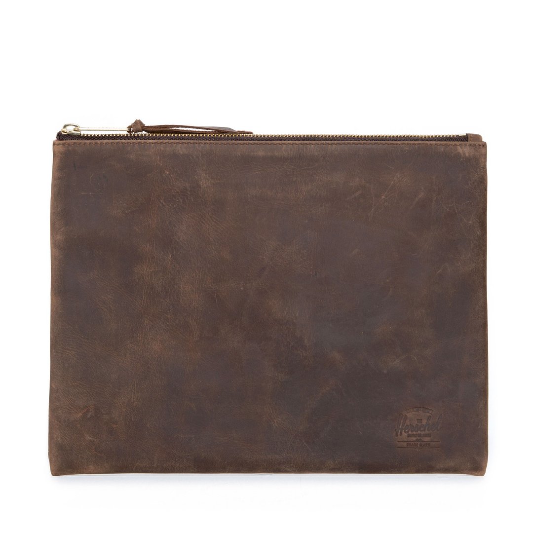 Herschel LEATHER系列 咖啡色手拿包 牛皮 旧化处理 iPad可放 平板收纳 - 手拿包 - 真皮 