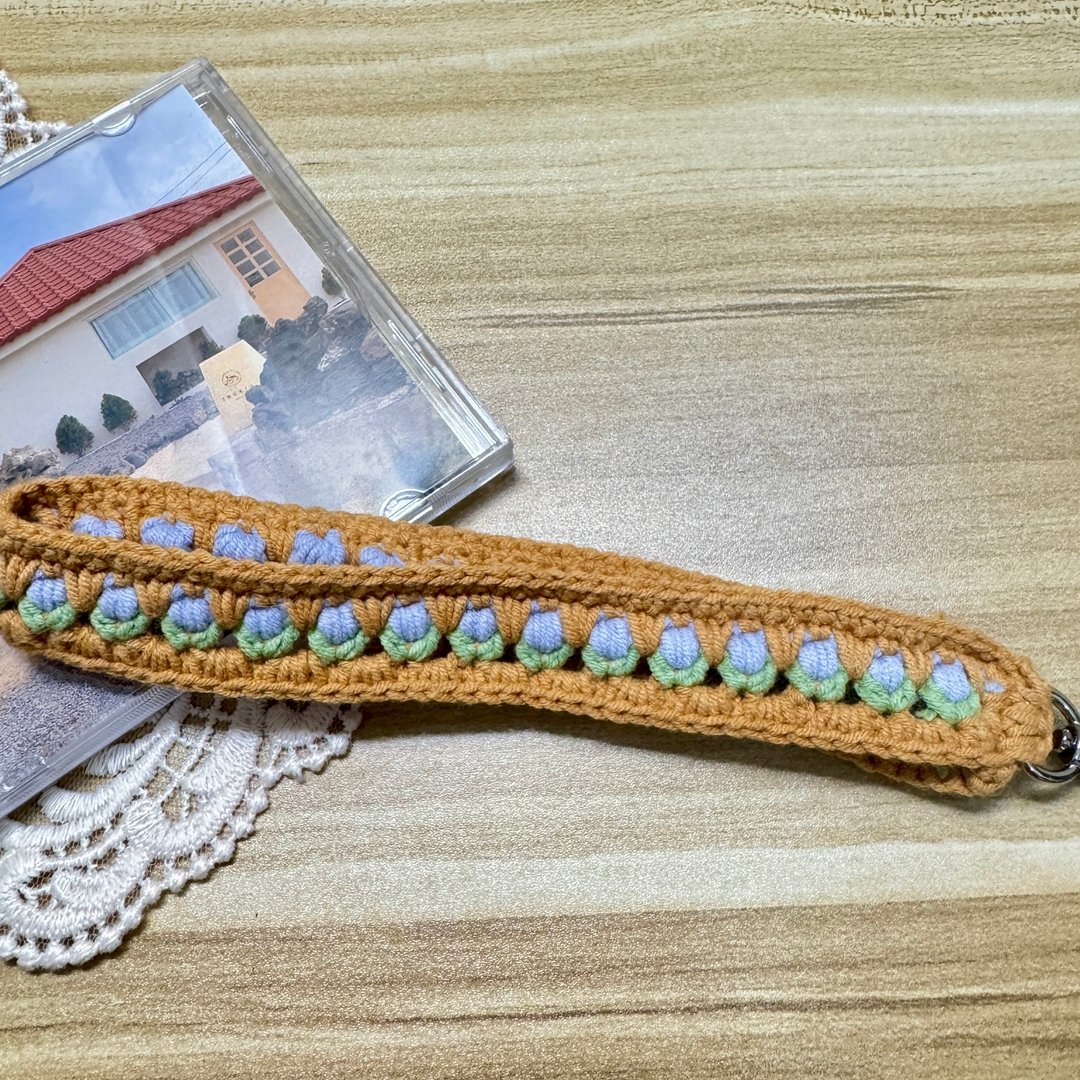 MUMU 紫色郁金香钩织手机绳 Handmade - 挂绳/吊绳 - 棉 多色
