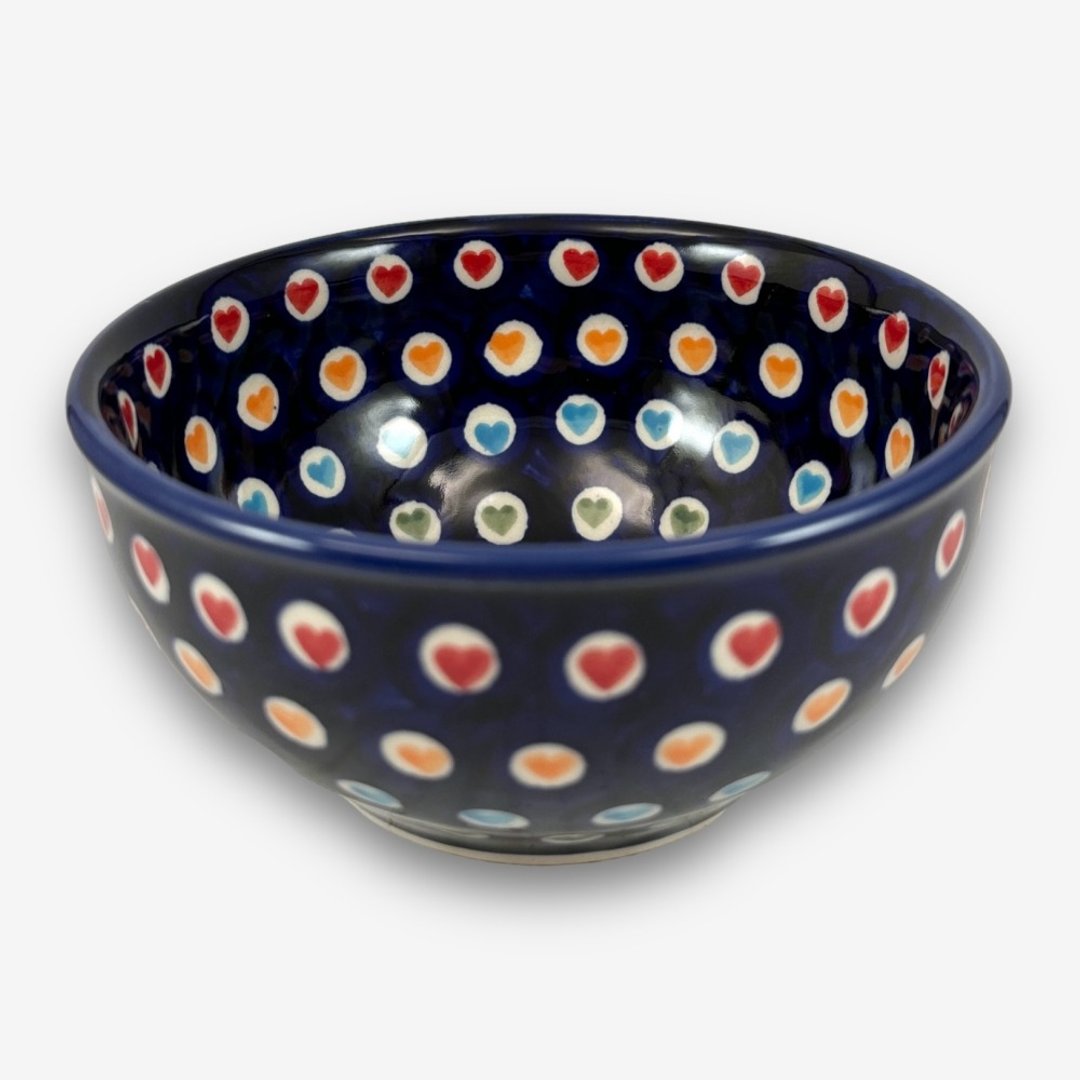 波兰手绘手工陶-饭碗 13cm 文青彩心系列 设计师款 - 碗 - 陶 蓝色