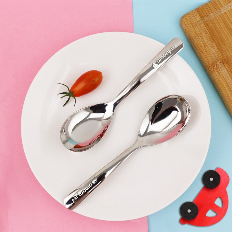 【OMORY】#304不锈钢韩式儿童汤匙-2入组 - 餐刀/叉/匙组合 - 不锈钢 