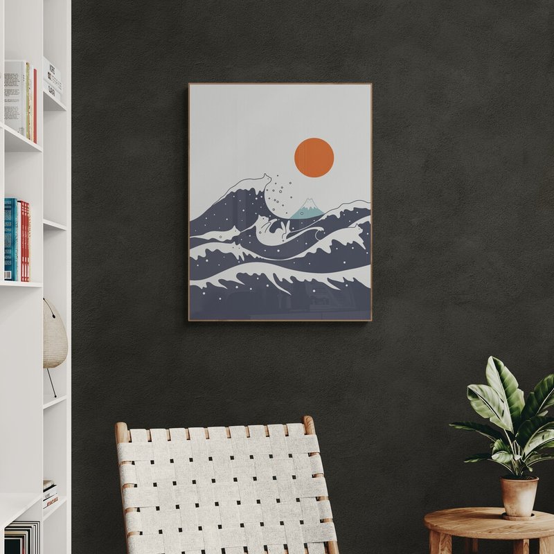 【独家版画】ilovedoodles | 猫咪地景55A-海面冲浪猫猫 - 海报/装饰画/版画 - 纸 