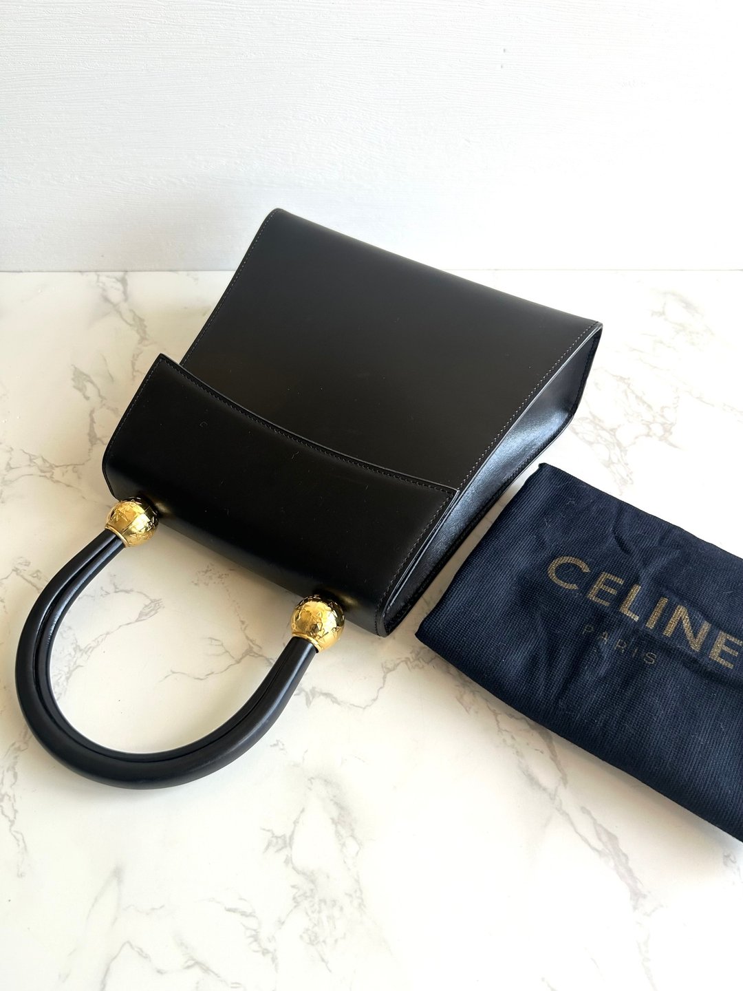 绝版中古包 Celine 双星球黑色凯莉包 手提包 古董包 二手包 古着 - 手提包/手提袋 - 真皮 黑色