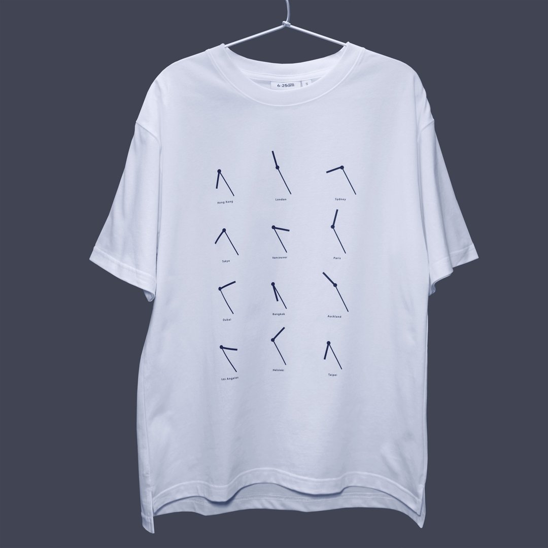 6:25am Time Difference Tee - 白色 - 男装上衣/T 恤 - 棉 白色