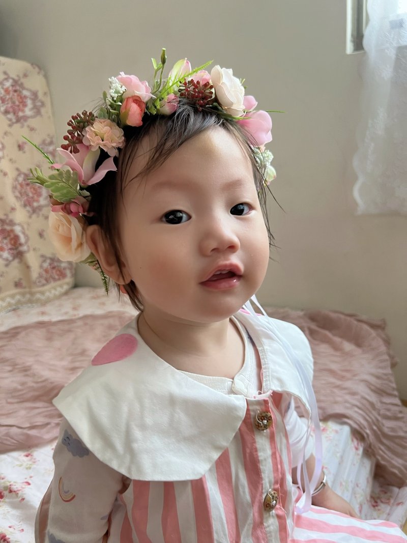 【毕业礼物】flower-of-life 花语旅程 拟真花头环 毕业拍照 - 干燥花/捧花 - 植物．花 粉红色