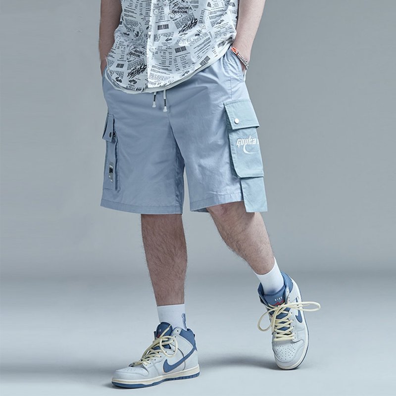 不规则拼接工装五分裤  速干运动短裤 - 男士短裤 - 棉．麻 