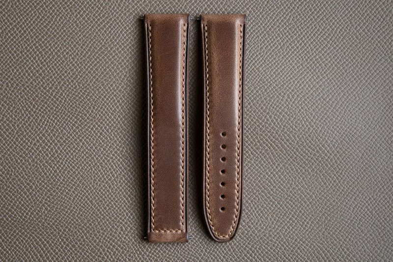 Horween 原色 Chromexcel 皮革表带，适用于 Omega 折叠表扣 - 表带 - 真皮 咖啡色