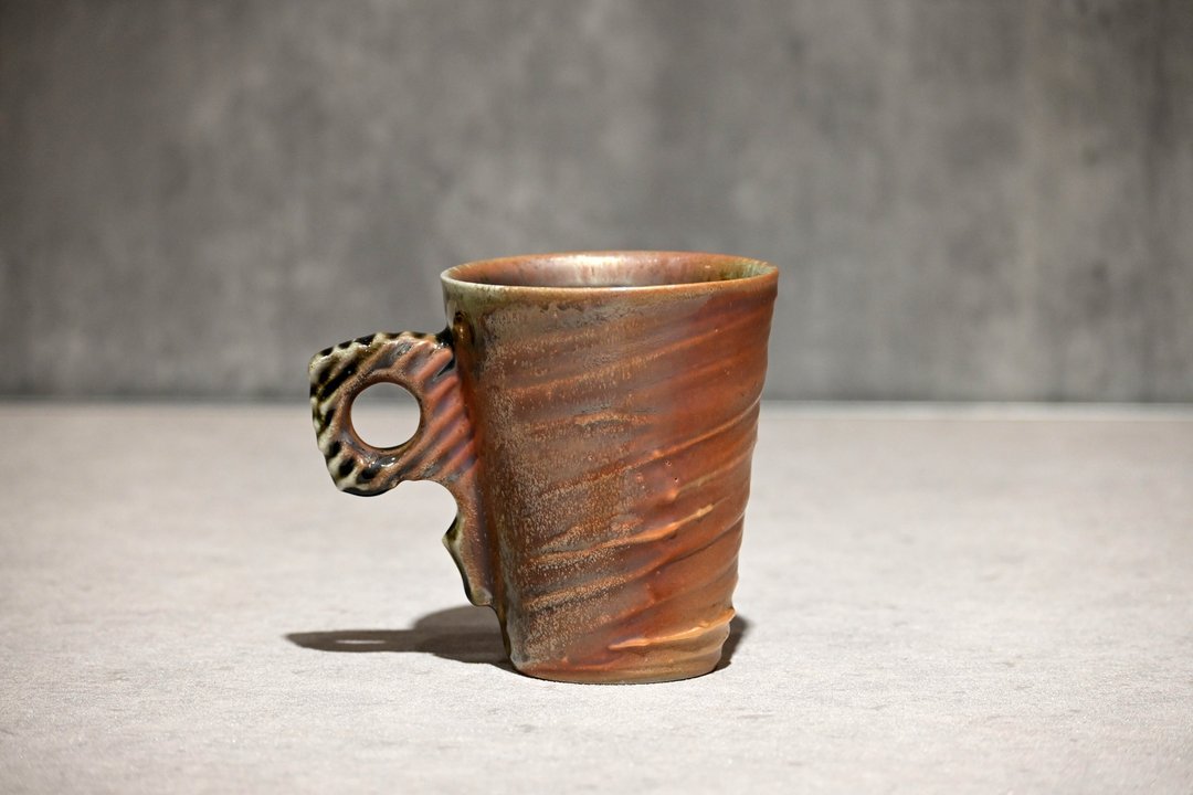 柴烧造型耳杯 马克杯 柴烧马克杯 柴烧杯【臻麟陶艺】 - 茶具/茶杯 - 陶 