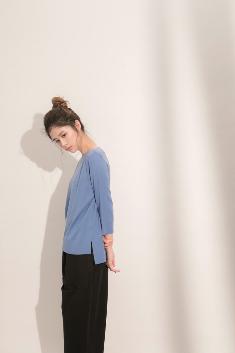 赫本小姐船型领针织上衣 - 女装上衣 - 其他人造纤维 粉红色
