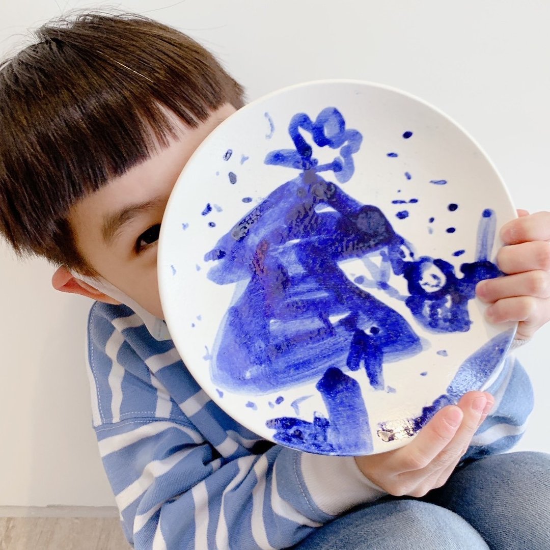 青花瓷彩绘 亲子幼儿班 15厘米盘 - 陶艺 - 瓷 