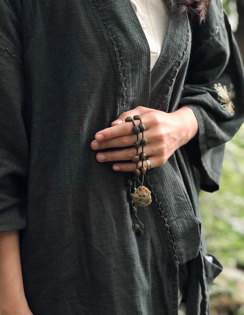 筋脉绿玛瑙编织项链 - 项链 - 石头 多色