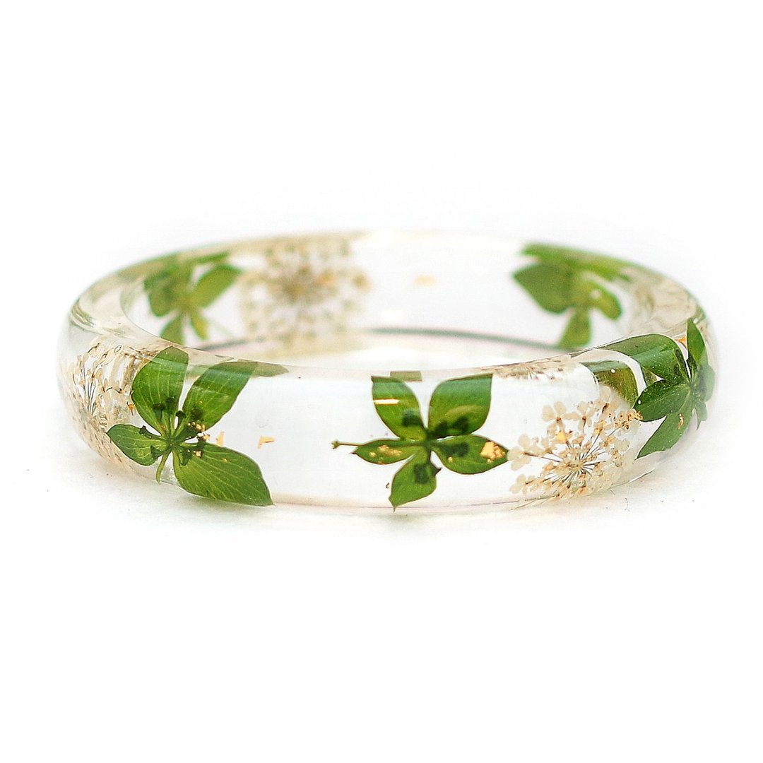 花说・【简约蕾丝系列】兔耳草-真花手镯・绿色系・干燥花永生花 - 手链/手环 - 植物．花 绿色