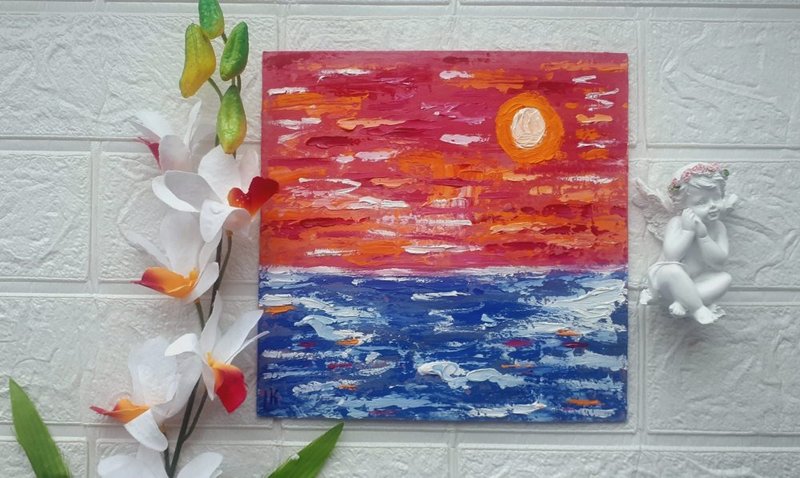 宁静的充满活力的日落海景画海景艺术 - 墙贴/壁贴 - 其他材质 多色