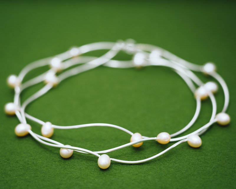 Kunekune 珍珠项链 - 宣言项链 - 银饰 - 低过敏性 - 项链 - 其他金属 银色