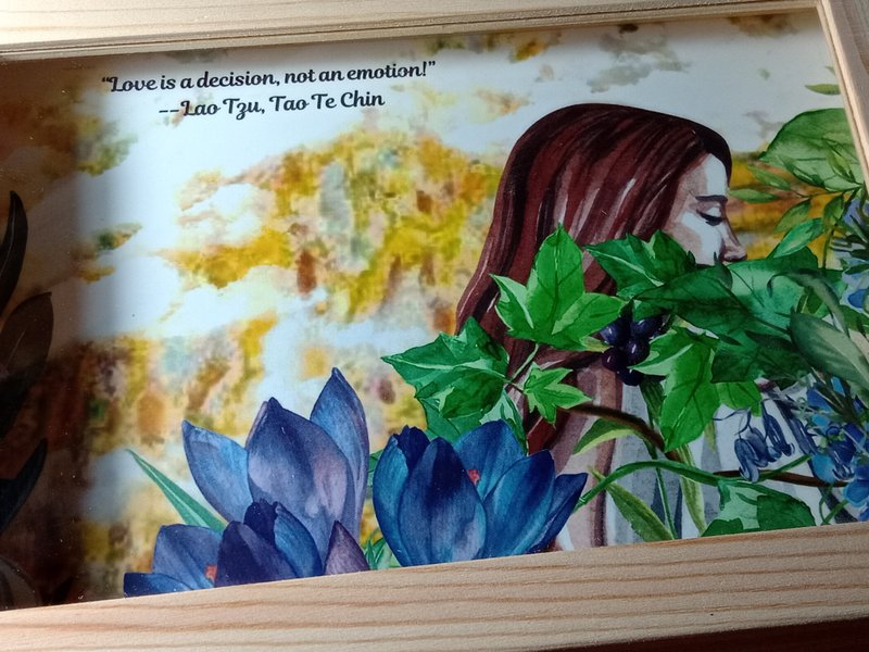 预购款 古典文学致敬款 爱的主题 艺术收藏 玻璃木盒相框画 - 画框/相框 - 木头 