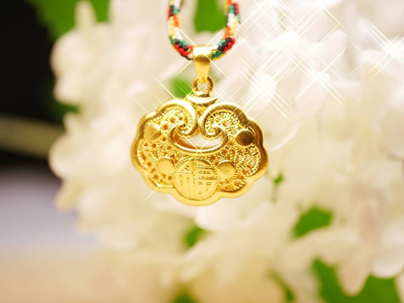 黄金坠子-福气一生金饰-黄金9999 - 项链 - 24k 金 金色