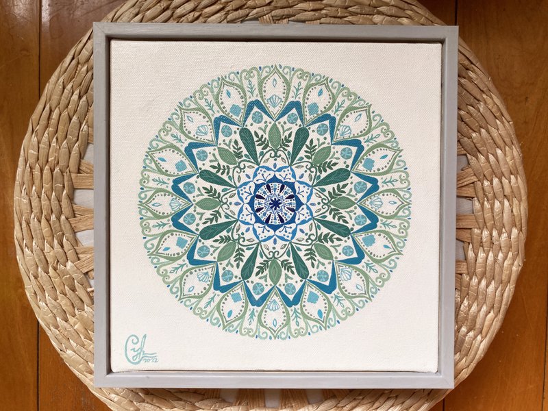 曼陀罗绘画  灵性种子3 含经典框  Mandala painting Soul Seed 3 - 订制画像 - 棉 咖啡色