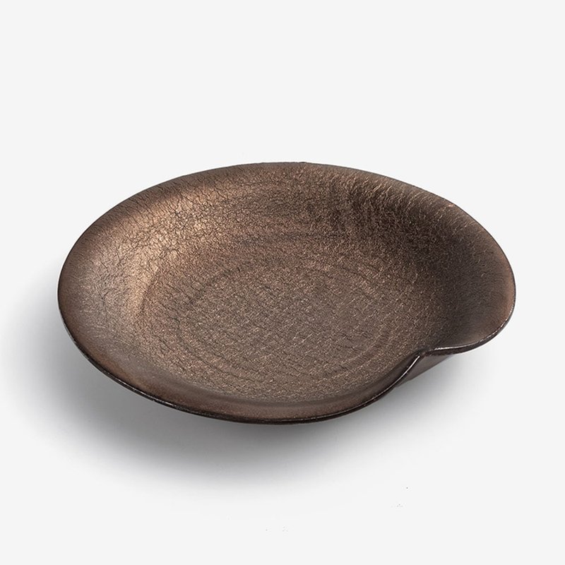 WAGA 日式铜釉流金 陶瓷小盘14.5cm - 浅碟/小碟子 - 陶 卡其色
