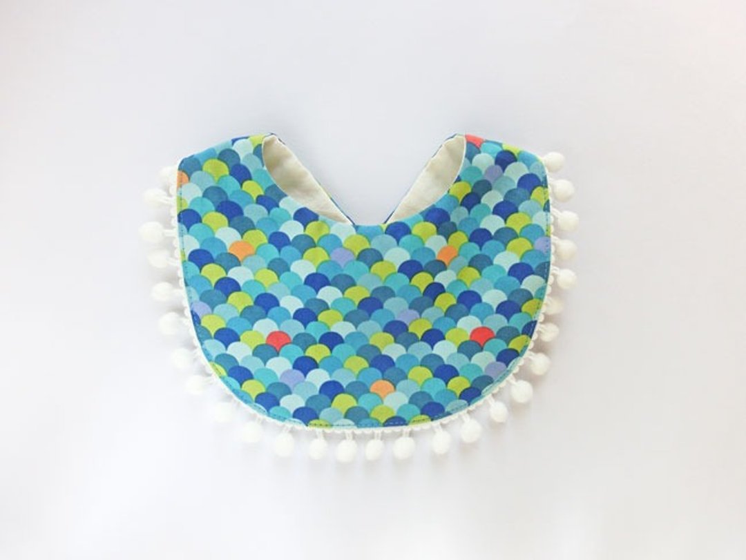 Organic cotton bib and scales - 围嘴/口水巾 - 棉 蓝色