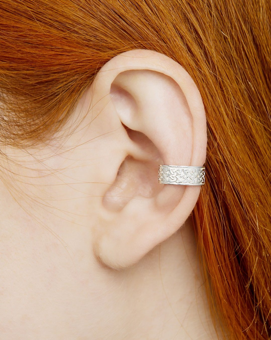 Celtic ear cuff no piercing sterling silver - 耳环/耳夹 - 纯银 银色
