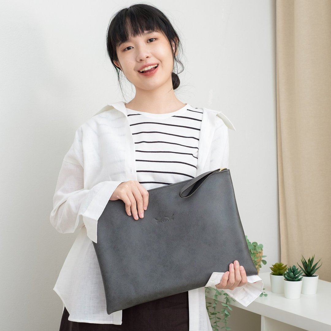 Artificial Leather Clutch Bag (Thunderstorm) - 电脑包 - 人造皮革 灰色